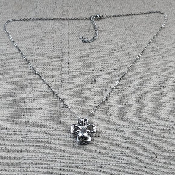 4 Hearts Pendant Necklace Blue Crystals Accent Silver Tone Chain Fashion Jewelry - Picture 9 of 11